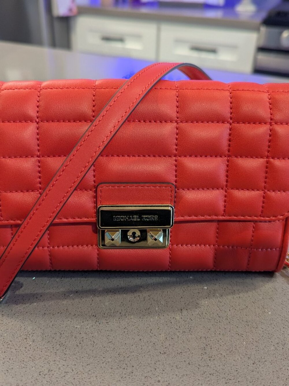 Michael Kors Tribeca Leather Convertible Crossbody Bag